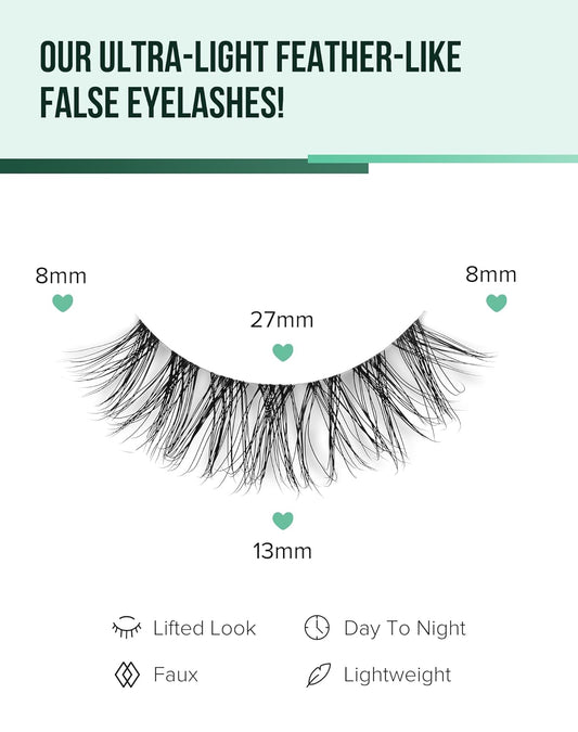 Wispy lashes natural look false eyelashes C curl fake lashes 3d Fluffy eye lashes clear band lashes Pack 7 Pairs