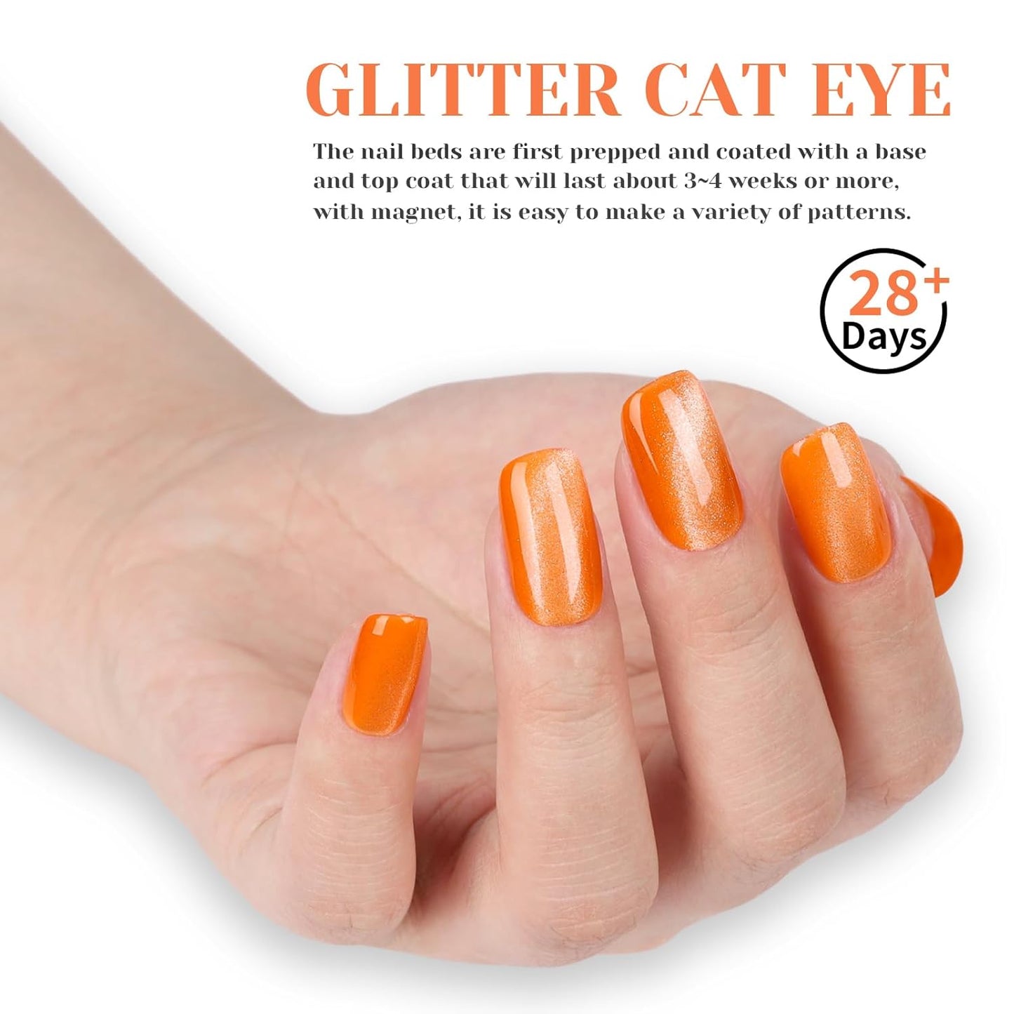 Orange Cat Eye Gel Nail Polish - Perfect for DIY at Home & Ideal Gift for Nail Art Lovers!