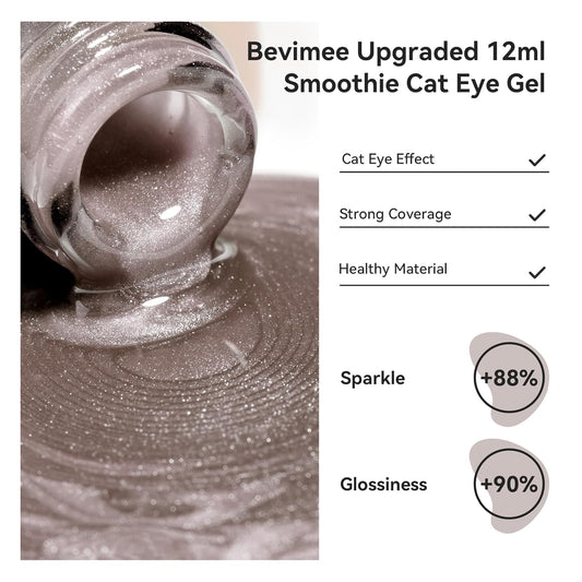 Cat Eye Gel Nail Polish 12ML, Crystal Moonlight Cateye Gel Polish With Magnetic Stick, Magnetic Glitter Holographic Nail Polish Glass Diamond Cats Eye Velvet Gray 1PC