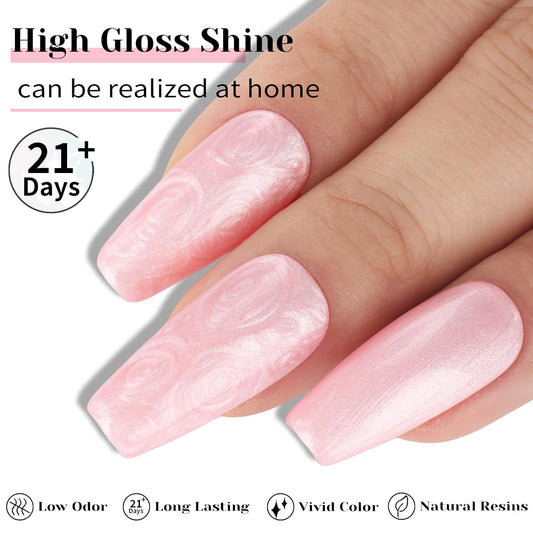 Light Pink Pearl Gel Nail Polish - 0.51 fl oz Pearl Peach Pink Shimmer Gel Polish for Manicure Salon or DIY Nail Art At Home - GP0028