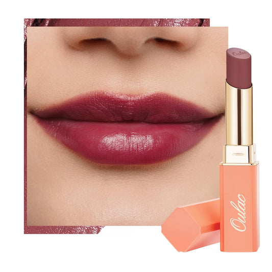 Oulac Plum Lipsticks for Women, Burgundy Matte Lipstick, Full Coverage Lip Color, Satin Matte Finish, Cream Texture, Hydrating, Infused with Hyaluronic Acid, Vegan & Clean Beauty 4g SG08 Bianca