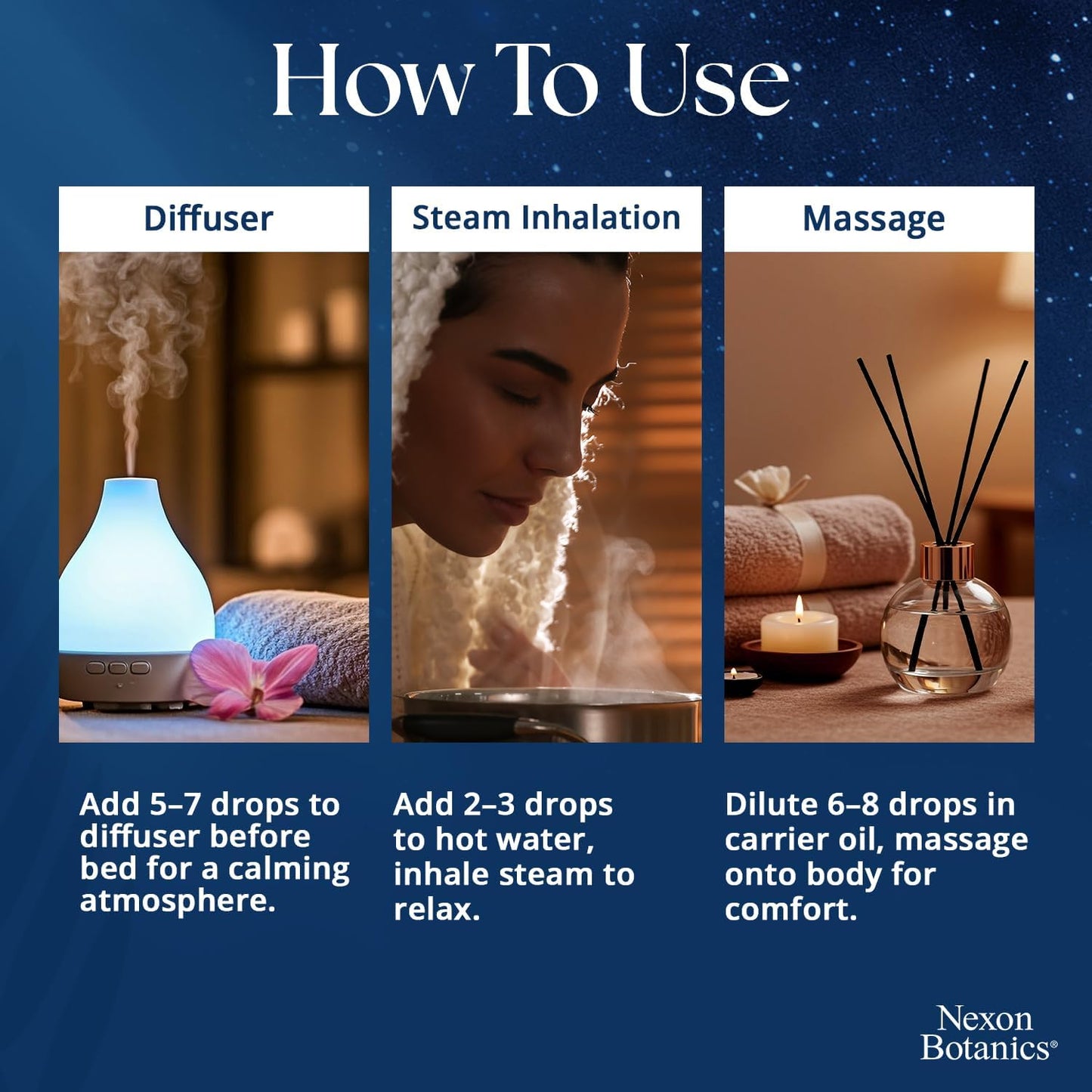 Zen Sleep Essential Oil Blend 30 ml - Lavender & Rosemary Relaxing Oil for Diffusers & Humidifiers - Calming Aromatherapy for Peaceful Sleep - Nexon Botanics