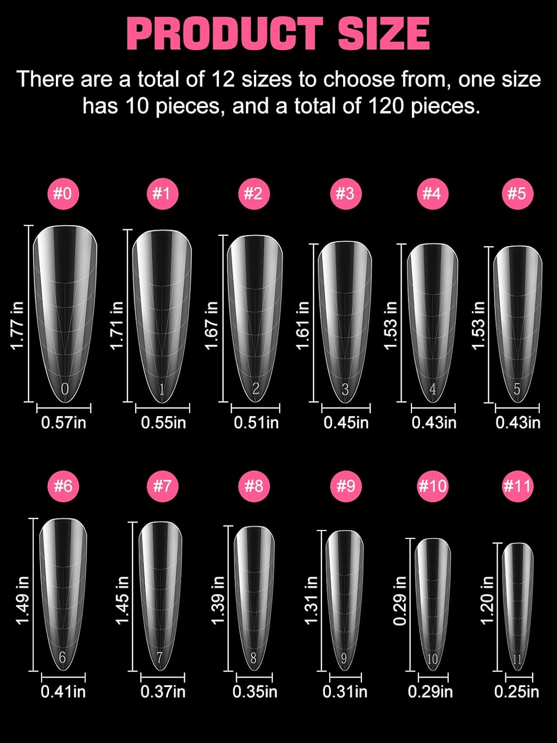 Nail Dual Forms for Poly Nail Gel EBANKU 120Pcs Stiletto Extension Gel Nail Molds Clear Acrylic Nail Tips, Full Cover Reusable Nail Forms for Builder Nail Gel Nail Art Design Salon&DIY