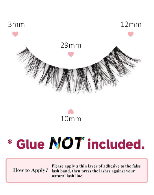 Wispy Lashes Natural Look Fake Eyelashes Natural Lashes False Eyelashes Wispy Fake Lashes Natural Eyelashes Clear Band Lashes UP20