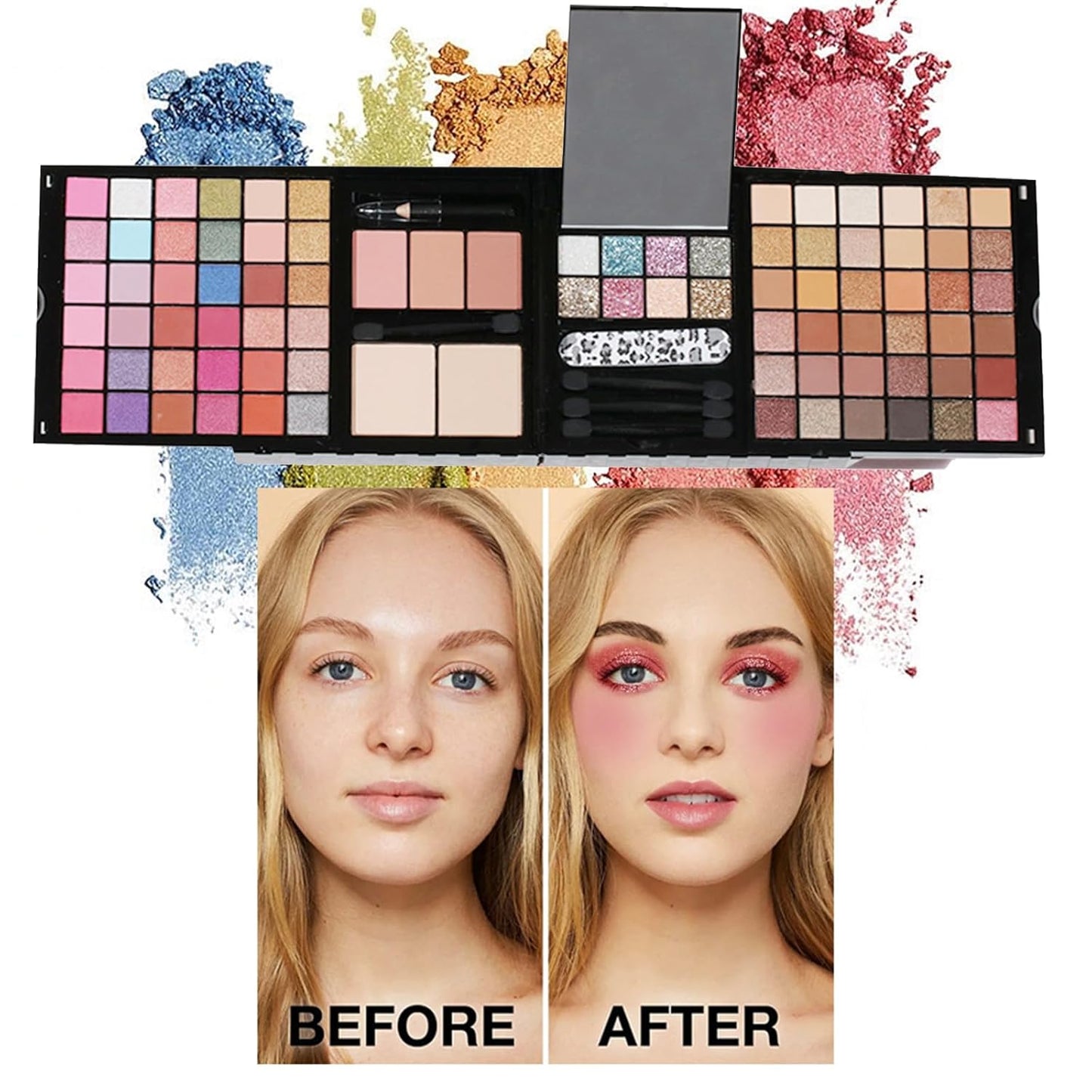 Makeup Sets, Multifunction Makeup Palettes with Mirror, 72 Color Eyeshadows/Compact Powder/Sequins/Bronzing Powder/Highlighter/Lip Color, Makeup kit for Women Full Kit - #C