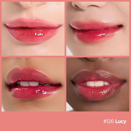 Laka Fruity Glam Lip Tint Mini, Glowing Lip Stain with Wide Color Spectrum, Hydrating & Lightweight Texture, Long-Lasting Bold Stain, Non-Sticky, Vegan, K-Beauty (#126 Lucy)