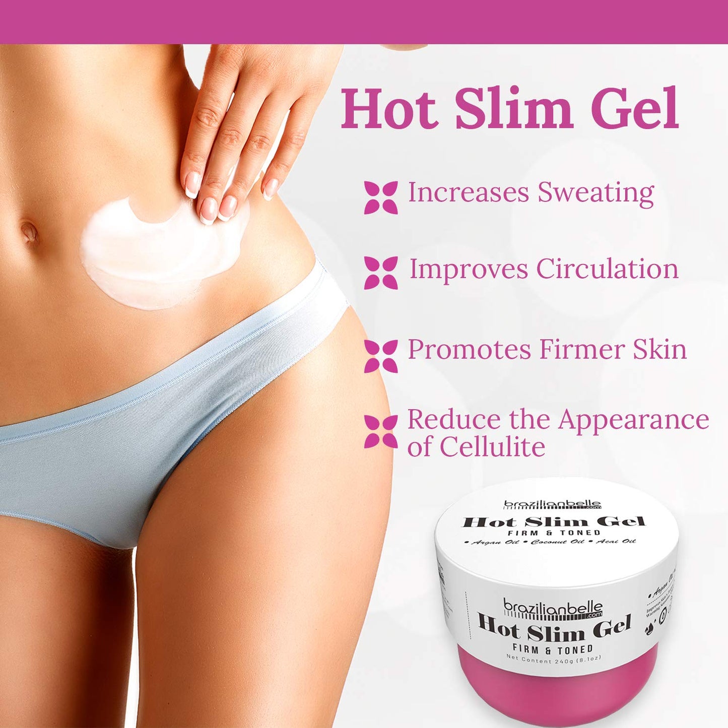 Cellulite Cream Hot Gel with Coconut Oil Extract | Sweat Cream to Helps Firm, Tone, and Tighten Skin and Reduce Appearance of Cellulite | 8.1Oz