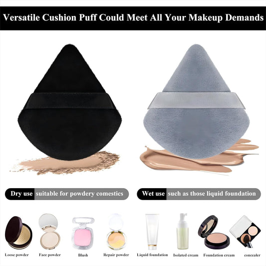 Maitys 12 Pieces Powder Puff Triangle Face Makeup Cosmetic for Loose Powder Soft Body Washable Reusable Foundation Sponge Mineral Wet Dry Makeup Tool for Women(Small,Black, Gray)