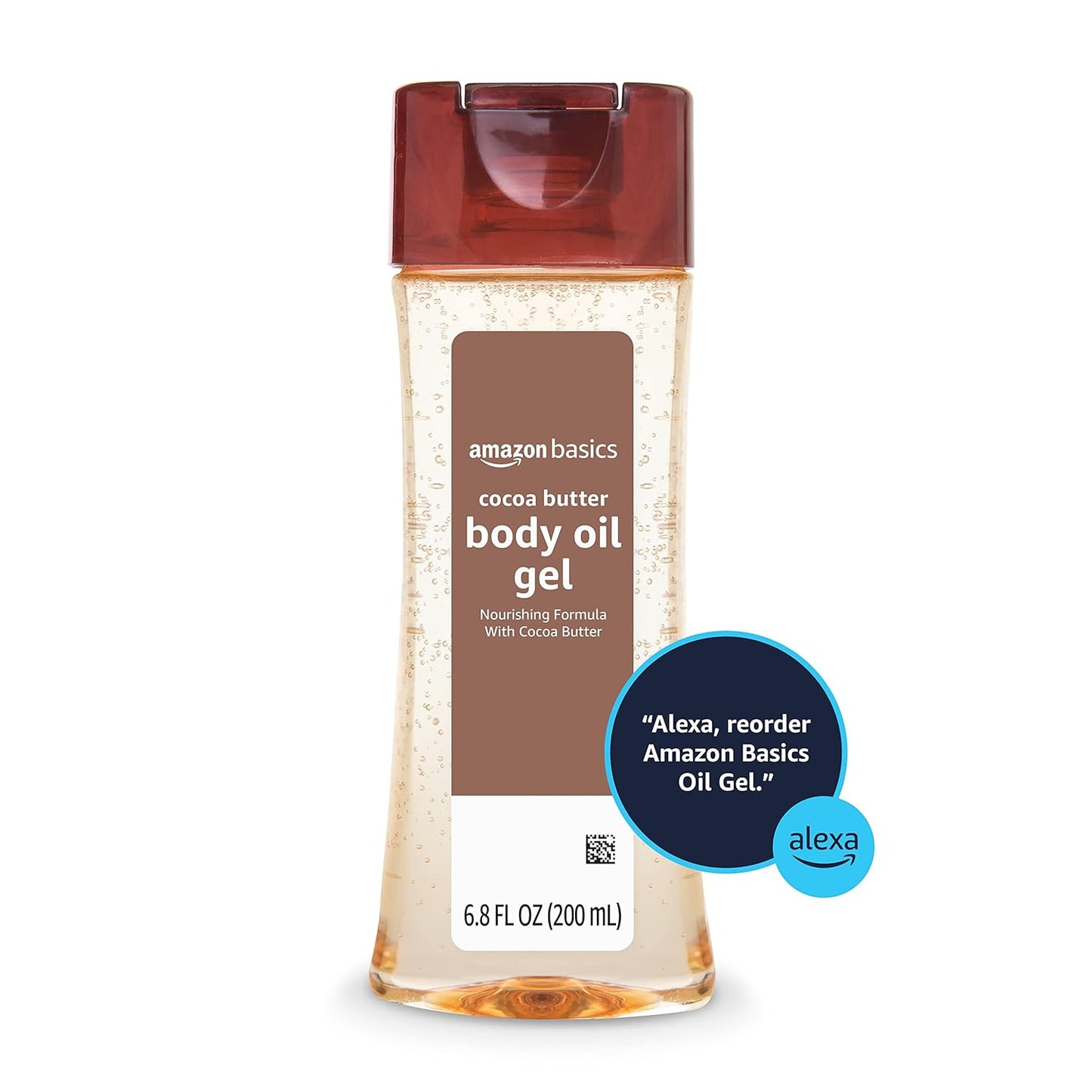 Amazon Basics Body Oil Gel with Cocoa Butter, 6.8 Fl Oz (Pack of 4) (Previously Solimo)