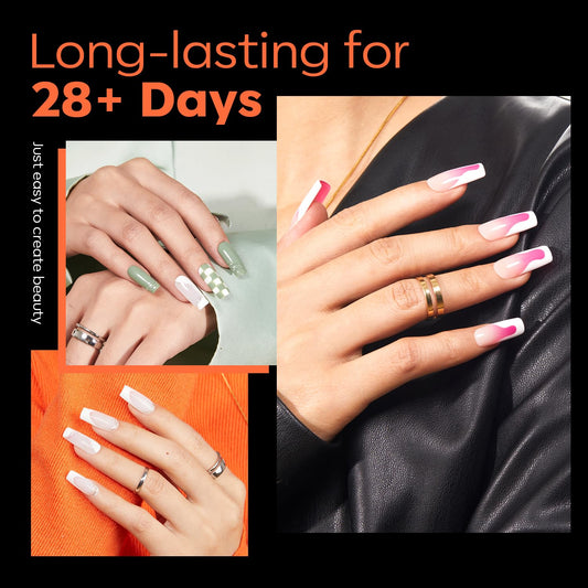 modelones Medium Square Nail Tips, Pre-shaped Soft Gel Tips Fake Nails False Acrylic Clear Full Cover Press on Extension Kit Gel Manicure DIY at Home 216PCS 12Sizes