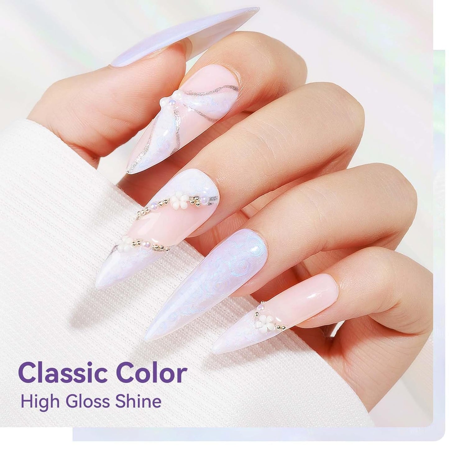 Pearl Gel Nail Polish 12ml Pearlescent Mermaid Iridescent Chrome Aurora Nail Drawing Swirl Shell Thread Effect Soak Off UV LED Gel Nail Art Salon Home DIY