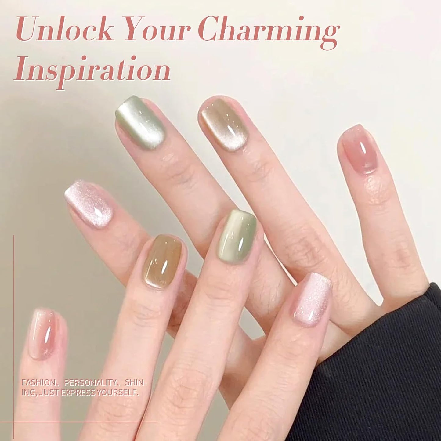 Born Pretty Magnetic Gel Nail Polish Water Light Magnetic Eye Gel Jelly Glass Crystal Glitter Shimmer Auroras Magnetic Gel Nail Art Manicure Kit 6PCS