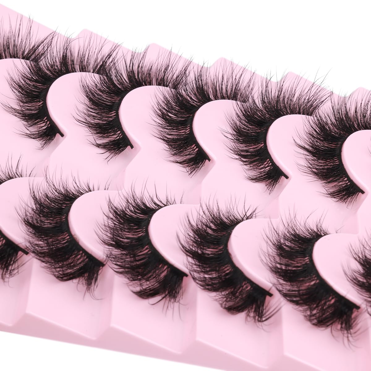 Mink Lashes False Eyelashes Wispy 3D Volume Cat Eye Faux Mink Eyelashes Natural Look 18mm Strip Eyelashes Pack 7 Pairs by Kiromiro