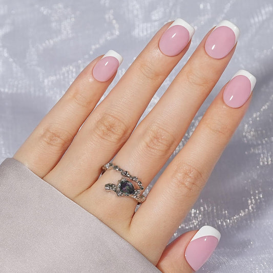 French Gel Nail Tips - Jofay Fashion French Tip Press on Nails, 10-Piece Set 320Pcs Short Square Nail Tips, Pre-applied Tip Primer & Base Coat, No Need to File Fake Nails for Nail Extension, 16 Sizes