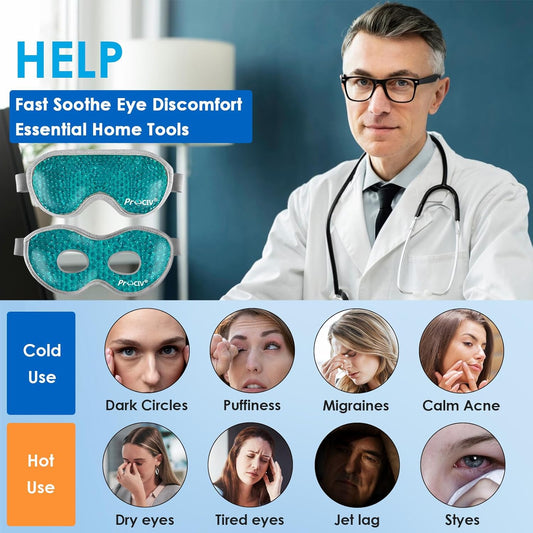 2PCS Cooling Eye Mask - Gel Eye Mask Reusable Gel Beads Hot Cold Compress with Velvet Plush Cold Eye Mask for Dark Circles Puffiness Dry Eye Headache for Men Women Sleeping Ice Eye Mask (Blue)