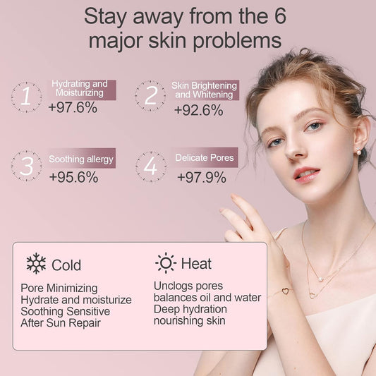 Facial Steamer - Nano Ionic Facial Steamer with Cold&Warm&Hot Mist,240ml Large Water Tank,Small Face Humidifier, Pink