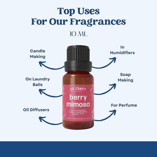CANDECraftCo Premium Fragrance Oil – Diffuser Oils Fragrances Scented for Home, Candle Soap Making Supplies, Aromatherapy Blends for House (0.34 Fl Oz) (1-Pack, Berry Mimosa)