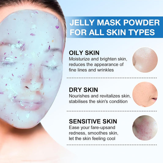 Jelly Mask for Facials Professional, Hydrating & Moisturizing Peel-Off Natural Gel Face Mask SkinCare, Professional Spa Use Jelly Face Masks, Deep Hydration & Glow 23 Fl Oz (6 Pack)