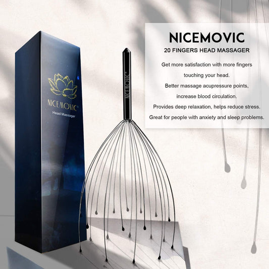 NICEMOVIC White Elephant Gifts for Adults, Head Massager Scalp Scratcher Stocking Stuffers Funny Gifts for Men Women 20 Fingers Head Scalp Massager Back Scratcher Small Gift for Thanksgiving Birthday
