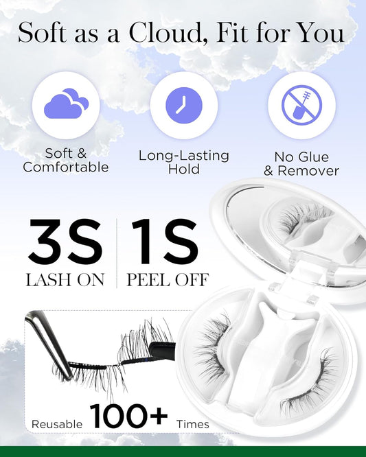 BEYELIAN Portable Magnetic Eyelashes with Applicator All-In-One Box,Upgrade Soft Magnetic Lashes Natural Look, Reusable No Glue Needed Fale Eyelashes for Eye (Lightweight & Comfortable)