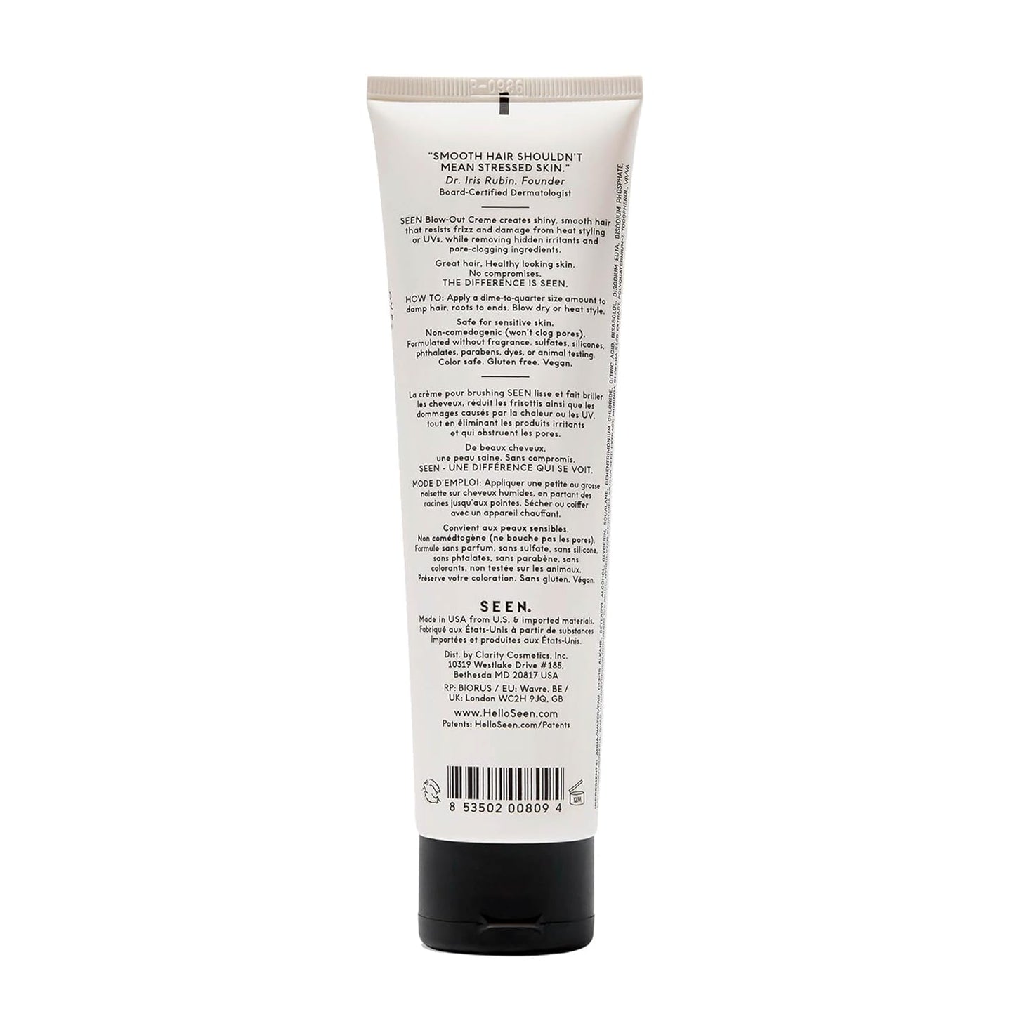 SEEN Blow-Out Creme, Fragrance Free - Non-Comedogenic & Sulfate-Free Blow Out Hair Cream- Reduces Frizz- Heat Protectant- Safe for Sensitive, Eczema & Acne Prone Skin