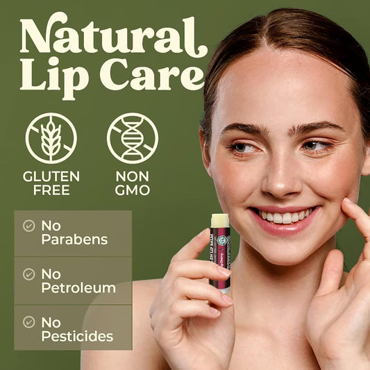 Earth's Daughter SPF Lip Balm Cherry Flavor 4-Pack - Lip Sunscreen, SPF 15, Organic Ingredients, Beeswax, Coconut Oil, Vitamin E - Hypoallergenic, Paraben Free, Gluten Free