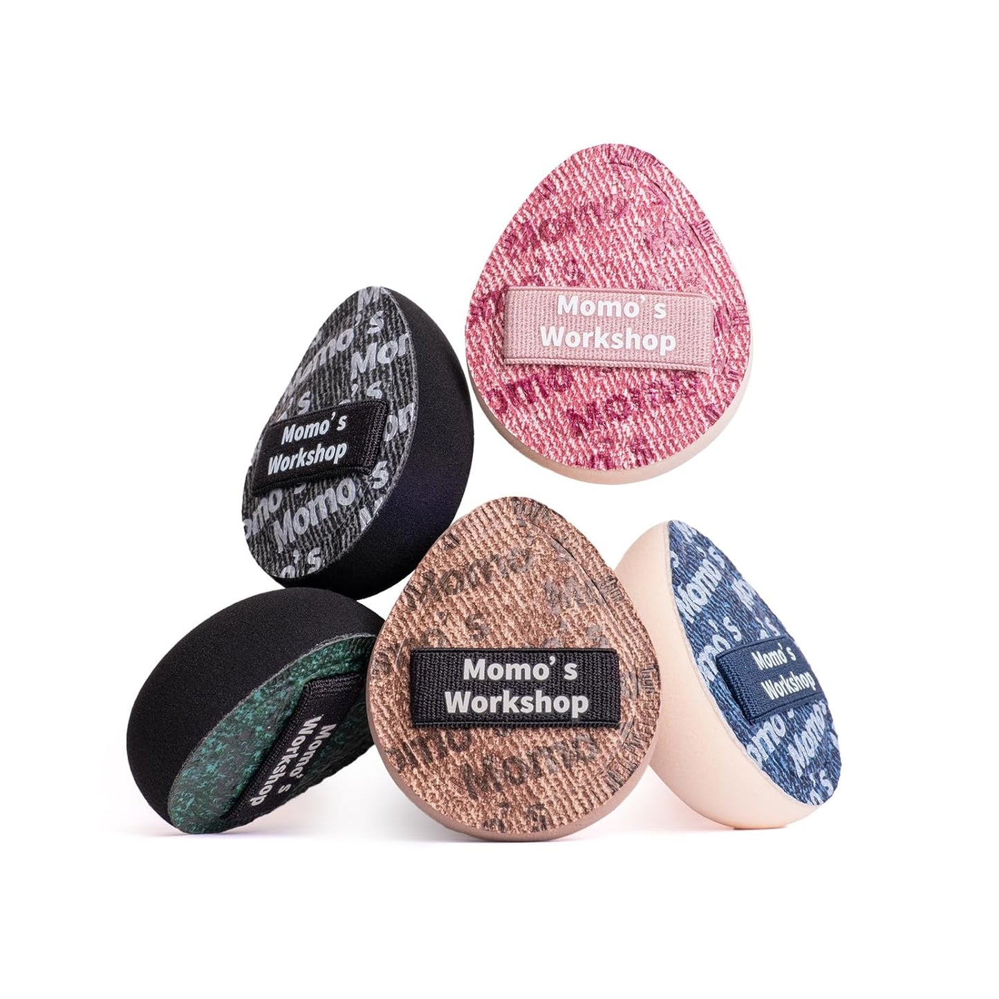 Mini Denim Makeup Sponge Set, Multi-Use Mini Makeup Blenders Sponge for Liquid/Cream/Concealer/Blush/Highlighter, Perfect for Detail Work & Travel,5PCS Mini Concealer Puffs with Storage Case