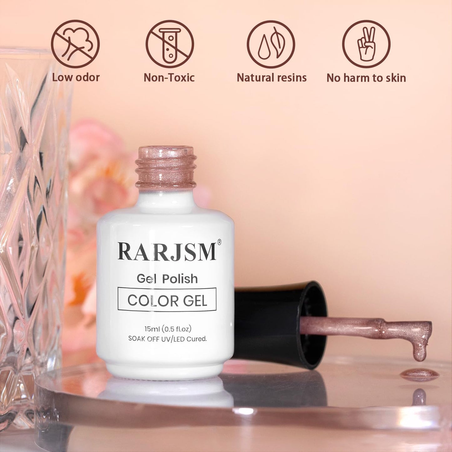 RARJSM Nude Mavue Rose Pink Cat Eye Gel Nail Polish Magnetic Sparkle Silver Ceramic Diamond Shimmer Translucent Sheer Cateye Gel Polish 15ml UV LED Curing Requires Soak Off Home Salon Manicure