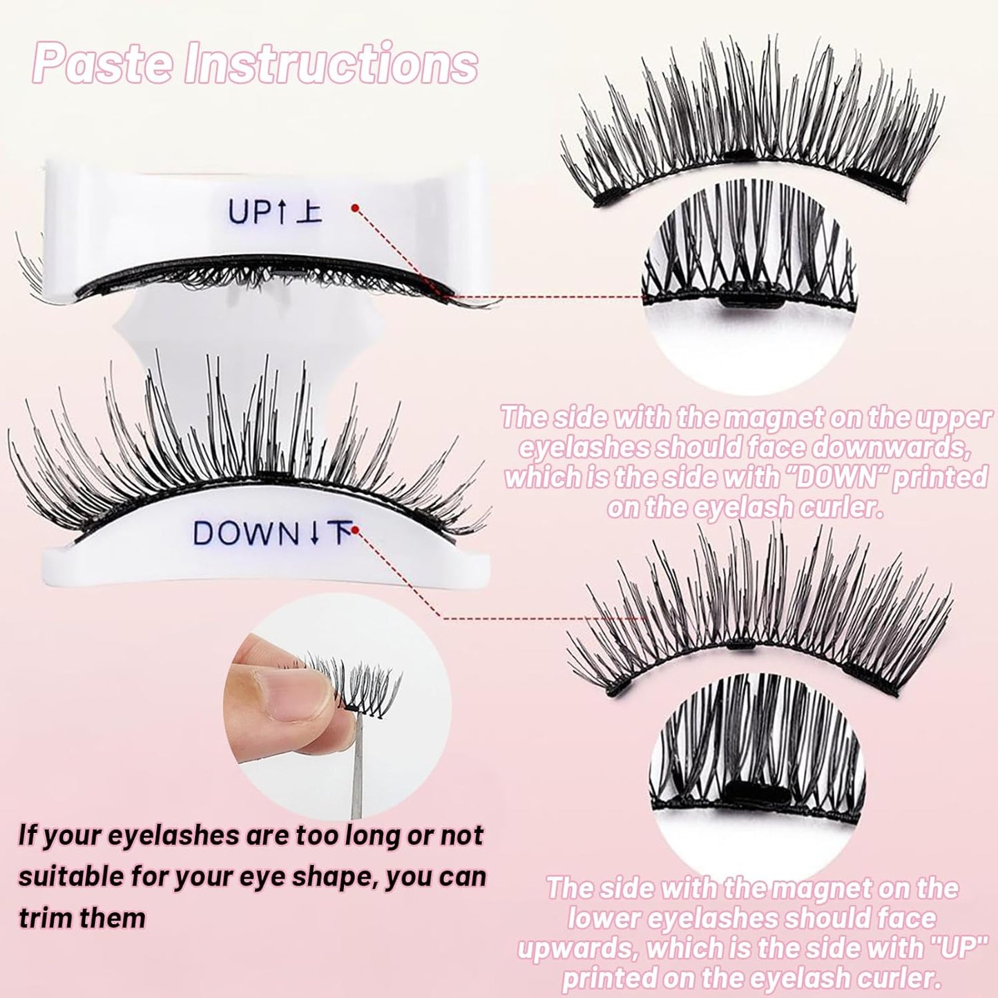 Lumentes Magnetic Eyelashes, Lumentes Magnetic Eyelashes with Applicator, Reusable No Glue Lashes, Natural Look Soft Comfortable Magnetic Lashes, Easy to Wear and Remove (Frost Black)