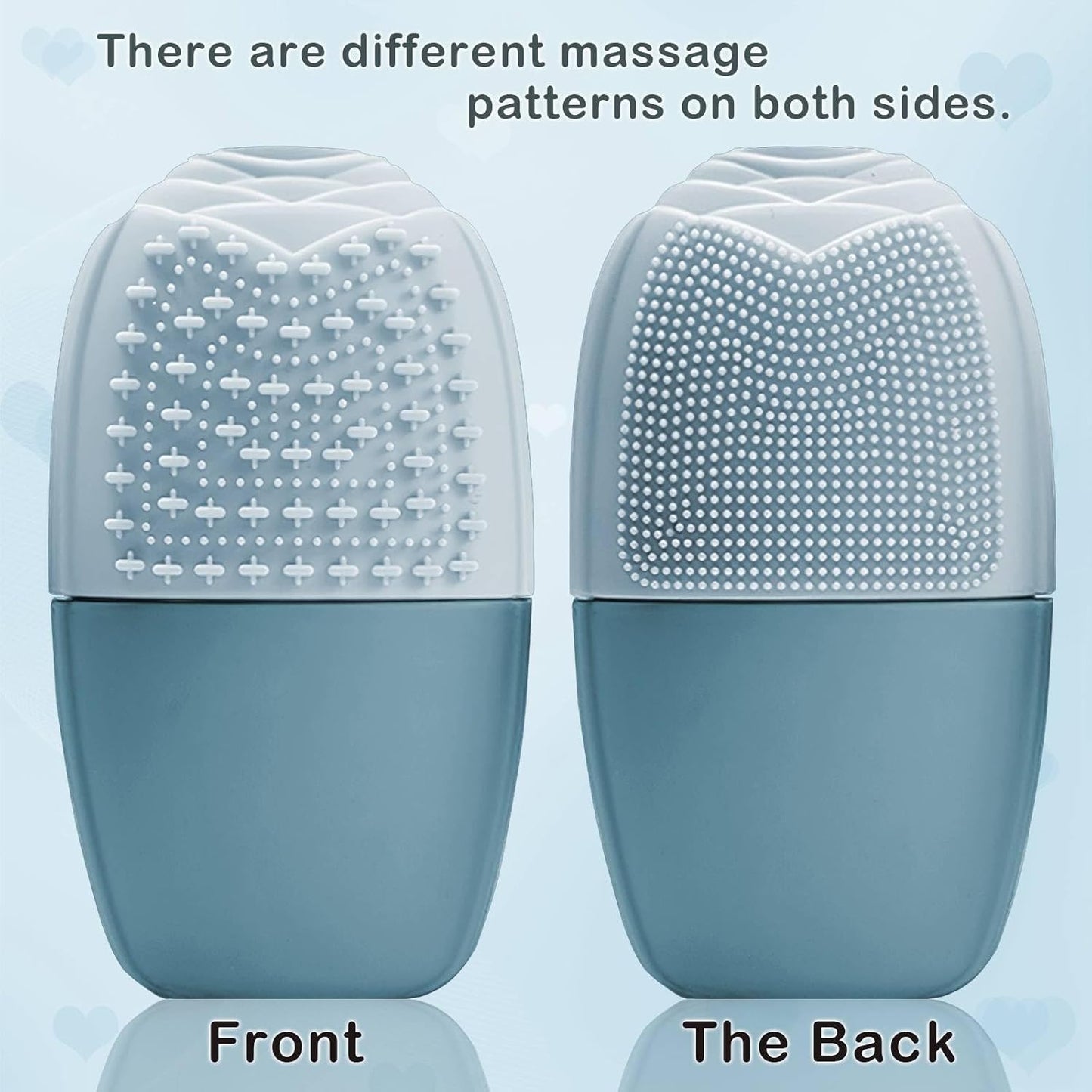 KOGITI Face Ice Roller & Mold - Beauty Facial Massage Tool for Puffiness Relief, Ice Cube Holder (Brush-Blue)