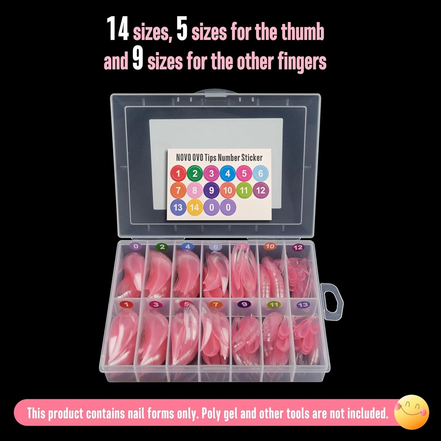 Halloween Curved Stiletto 3D PINK Nail Dual Forms for Poly Gel Extension of Eagle Claw, XL XXL Hawk Curve Sculptural Acrylic Nails, Reusable Molds Nail Art Design 280 Pcs 14 sizes