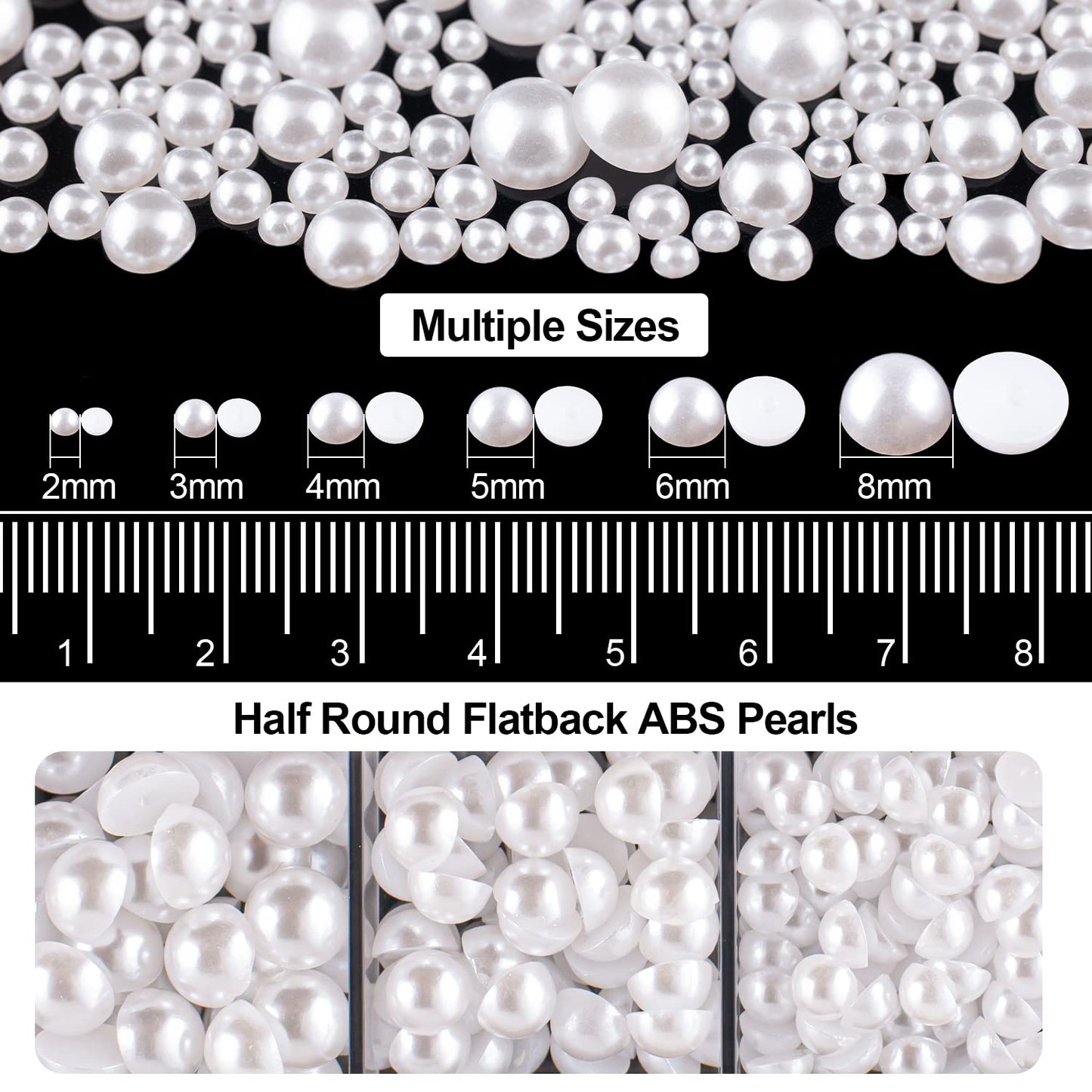 Flat Back Rhinestone+Half Round Pearl Kits Colorful Rhinestones+White Pearls with Picker Pencil and Tweezer for Home DIY and Professional Use