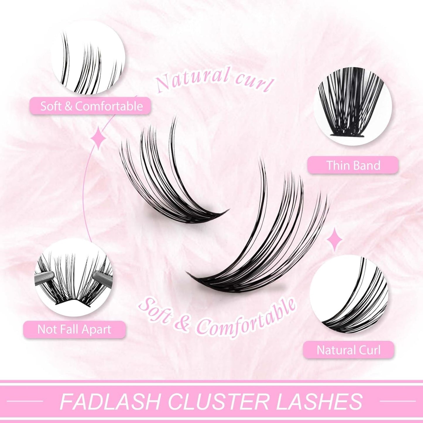 Lash Clusters Individual Lashes Cluster Mixed Tray D Curl Lash Clusters DIY Eyelash Extensions Individual Cluster Lashes Self-application at Home (40D-0.07D,12-18mm)