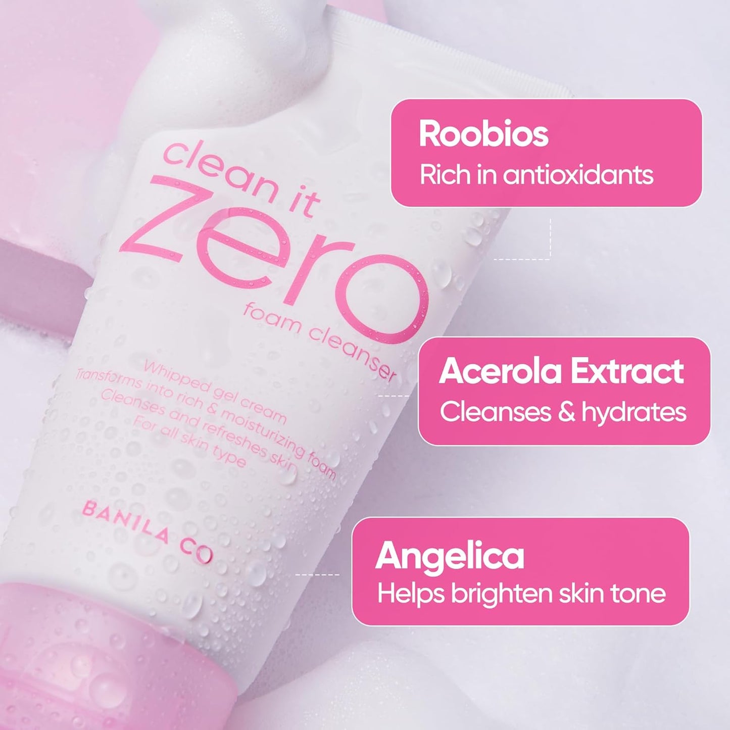 BANILA CO NEW Clean It Zero Foam Cleanser | All Skin Types | Creamy Foam Cleansing with Natural Herbs (150ml / 5.07 fl.oz)
