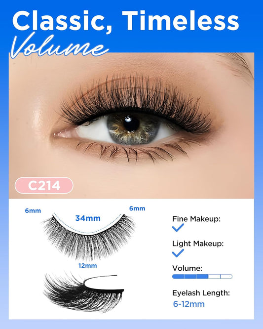 BEYELIAN False Eyelashes 14 Pairs Eye Lashes 6-12mm Strip Lash Pack Soft 3D Volume Faux Mink Lashes That Look Like Extensions
