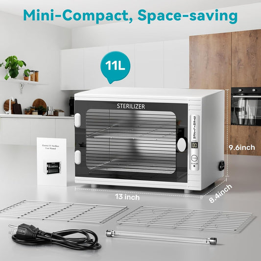 Professional U&V Ster&ilizer Nail Tool Dis&infection Cabinet, 11L U&V Light Equipment for Esthetician, Sani&tizer Box Cleaning Machine with Time Setting for Manicurist,Spa,Tattoo,Barber&Salon