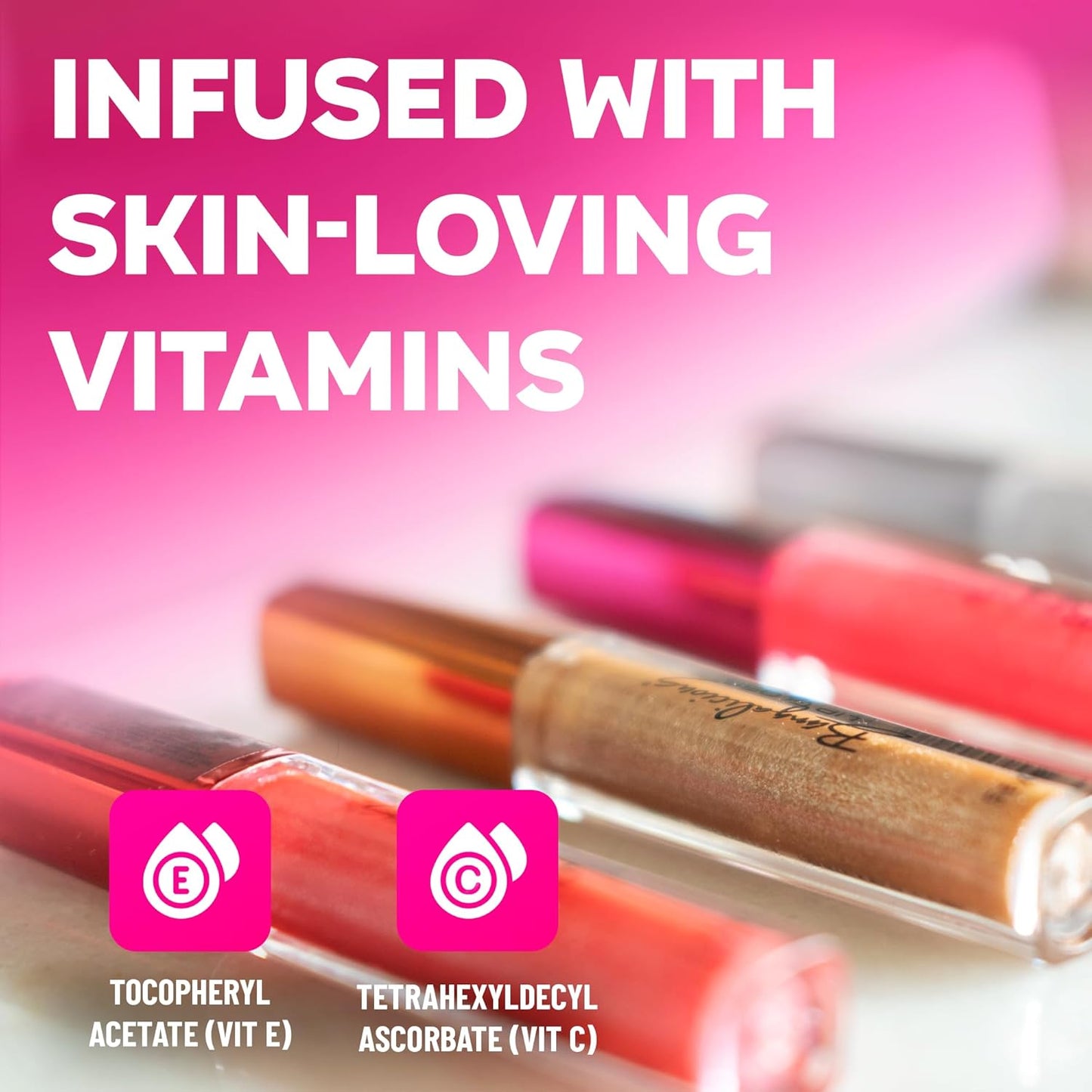 Lip Gloss for Women – Hydrating, Vitamin E Infused – Smooth Application, Clean Formula – Clear, Pink, Red & Brown Lipgloss, 4 Pack