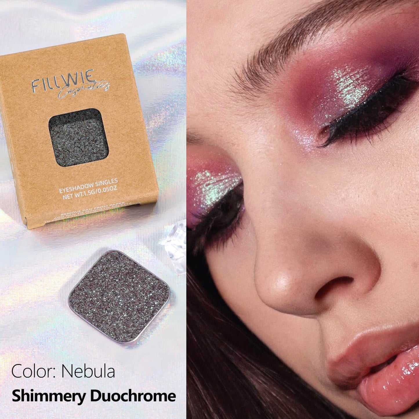 Chameleon Single Eyeshadow, Iridescent Blue-Purple, Pressed Powde, Square Pan,High Pigment, Smudge-Proof, Smooth Blend,Long-Lasting,Fits Magnetic Palettes (Nebula)