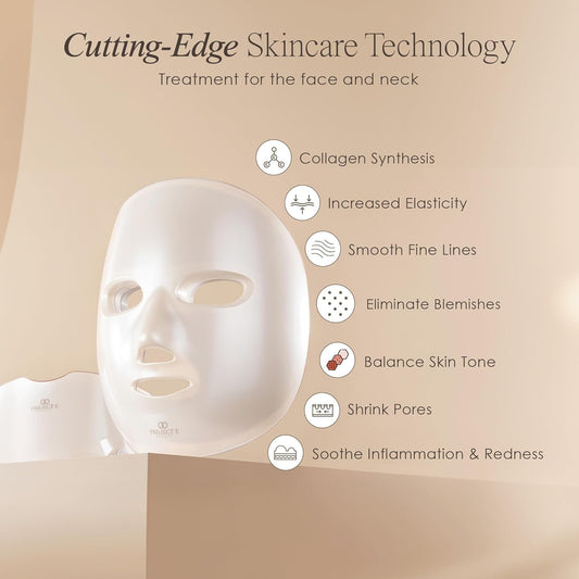 Project E Beauty LightAura Plus | LED Face & Neck Mask Skin Rejuvenation | LED Therapy Photon Mask | 7 Colors | Anti Aging | Spot Removal | Reduce Wrinkles | Anti-inflammation | Skincare Device