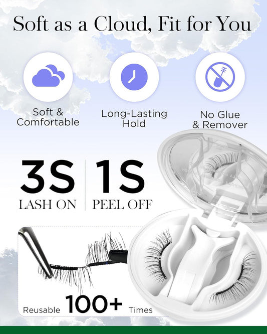 BEYELIAN Portable Magnetic Eyelashes with Applicator Kit All-In-One Box, Upgrade Soft Reusable Magnetic Lashes, No Glue Needed False Eyelashes for Eye (Lightweight & Comfortable)