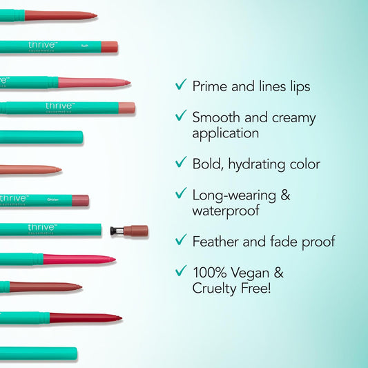 Thrive Causemetics Lip Filler Long-Wearing + Plumping Lip Liner, Shea Butter Hydrating Lip Plumper Retractable Lip Liner Pencil, Built In Sharpener, Vegan & Cruelty Free, Ruth (Peach Taupe)
