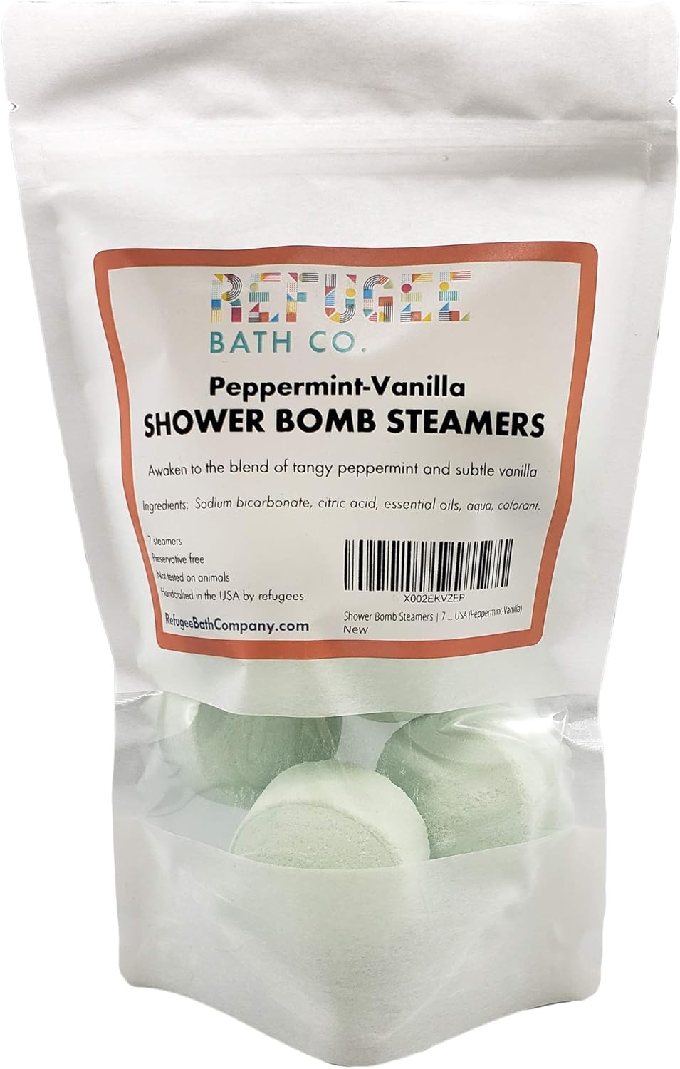 Shower Bomb Steamers | 7 Pack | Handmade in USA | Support Refugee Employment in USA (Peppermint-Vanilla)