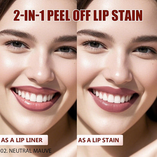 Lip Liner Stain Peel Off with Tweezer, Long Lasting Matte Lip Tattoo, Highly Pigmented Color Lip Tint Makeup, Waterproof, Transfer-proof Lipstain for Women, for All Skin Types