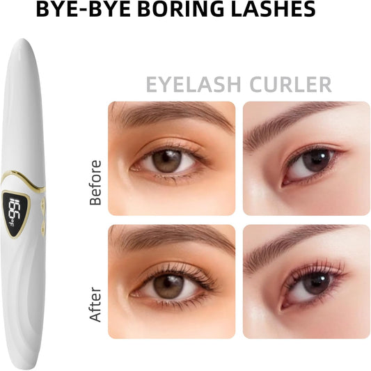 Heated Eyelash Curler, Heated Lash Curler, Accurate Temperature Control Electric Eyelash Curler Heated - Intelligent Power Off, Natural Makeup (Whisper White/Gold, S600-148MM)