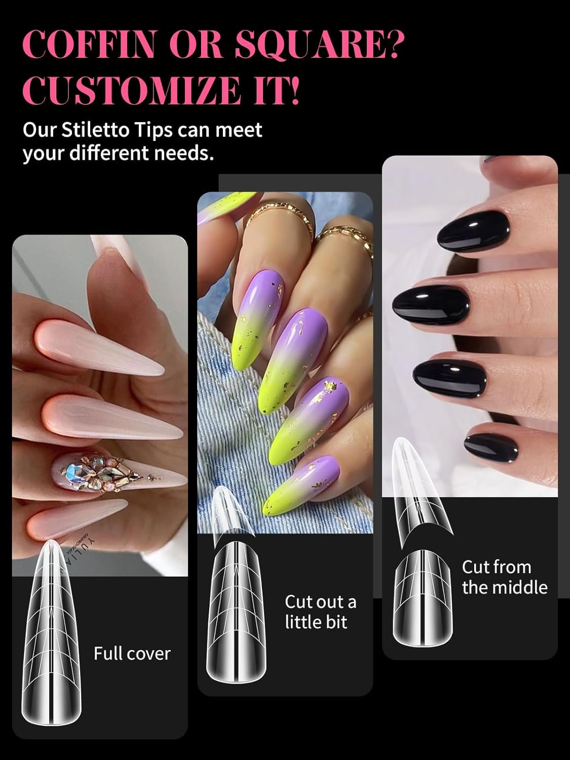 EBANKU Dual Forms for Poly Gel, 288PCS Poly Nail Gel Forms for French Nails, 96PCS Dual Forms Silicone Reusable Pads, 5PCS Nail Clips, Brush Pen Nail Files Buffer, Nail Extension Kit for Builder