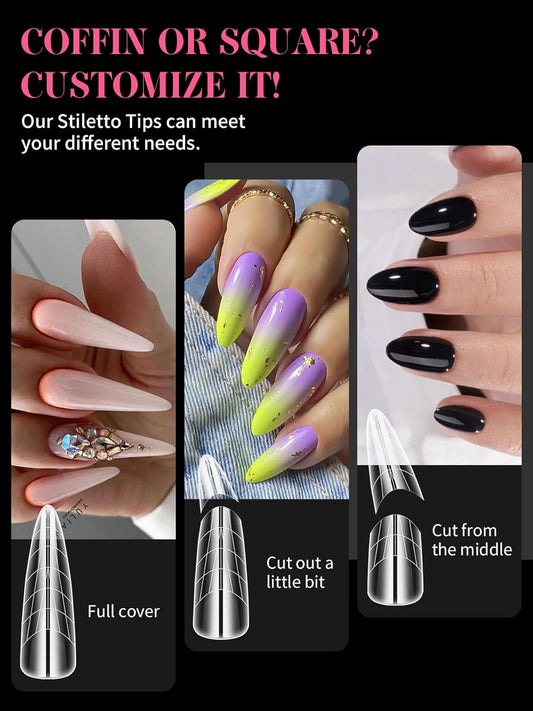 EBANKU Dual Forms for Poly Gel, 288PCS Poly Nail Gel Forms for French Nails, 96PCS Dual Forms Silicone Reusable Pads, 5PCS Nail Clips, Brush Pen Nail Files Buffer, Nail Extension Kit for Builder