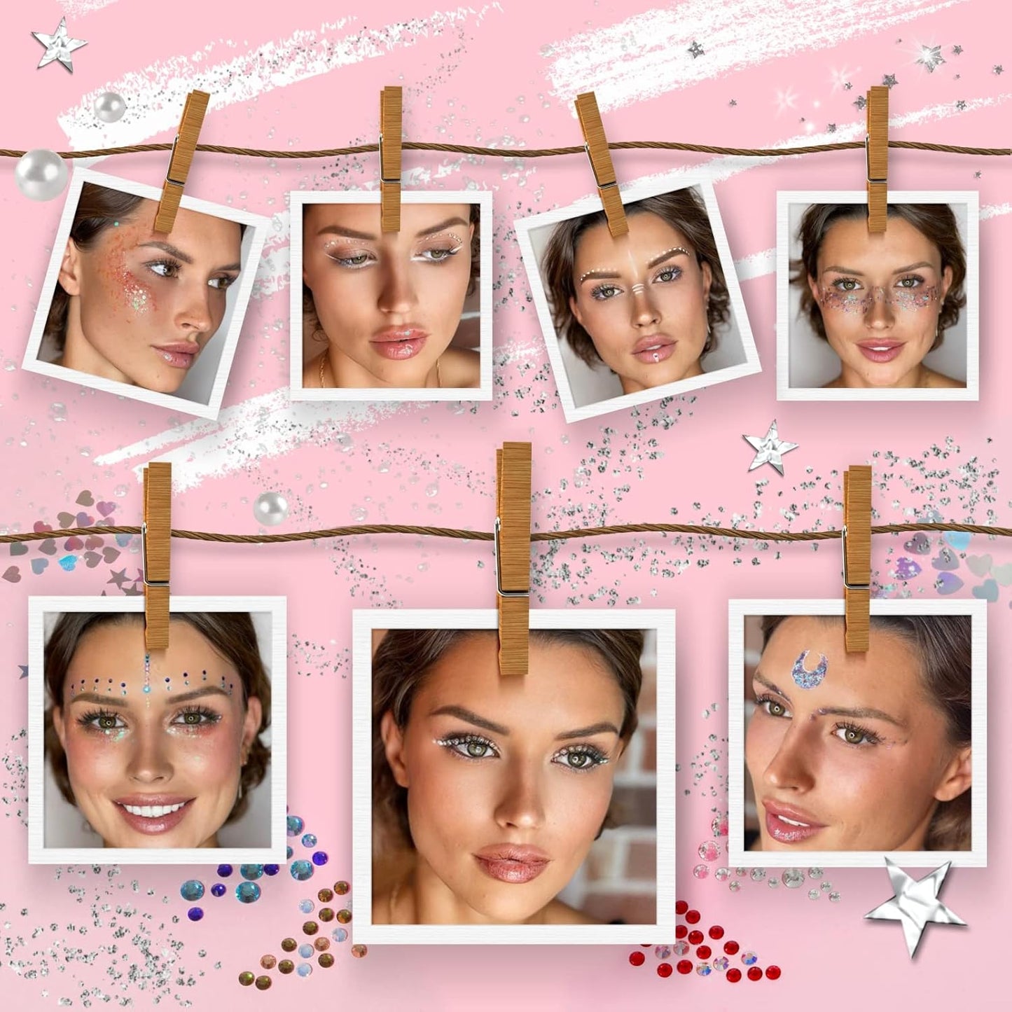 Euphoria makeup kit with glitter and gems/Professional makeup set