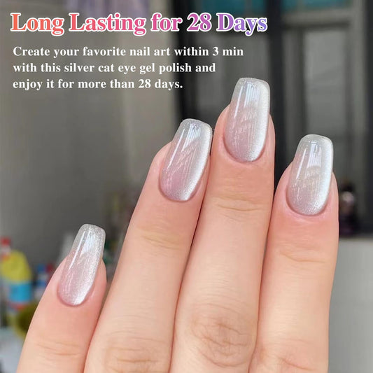 Double Rhythm 0.5 OZ Cat Eye Gel Polish with Magnet 15ML Holographic Glitter Shimmer Translucent Jelly Color Magnetic Nail Polish Salon DIY at Home (MC1031)