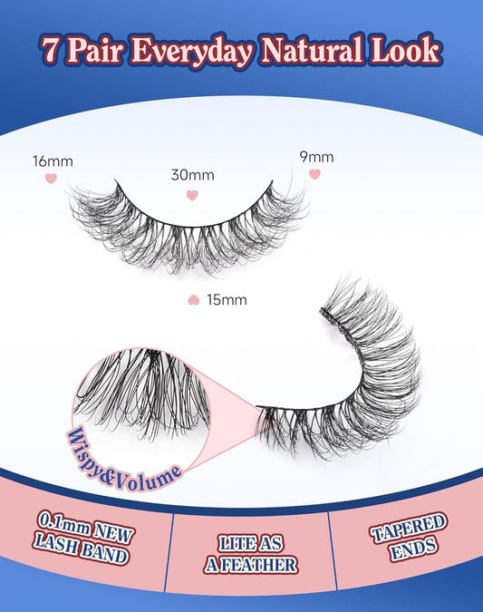 Lashes Wispy Natural Like Russian Eyelashes Everyday Flared Strip Eyelas Doll False Eyelash 7 Pairs F01