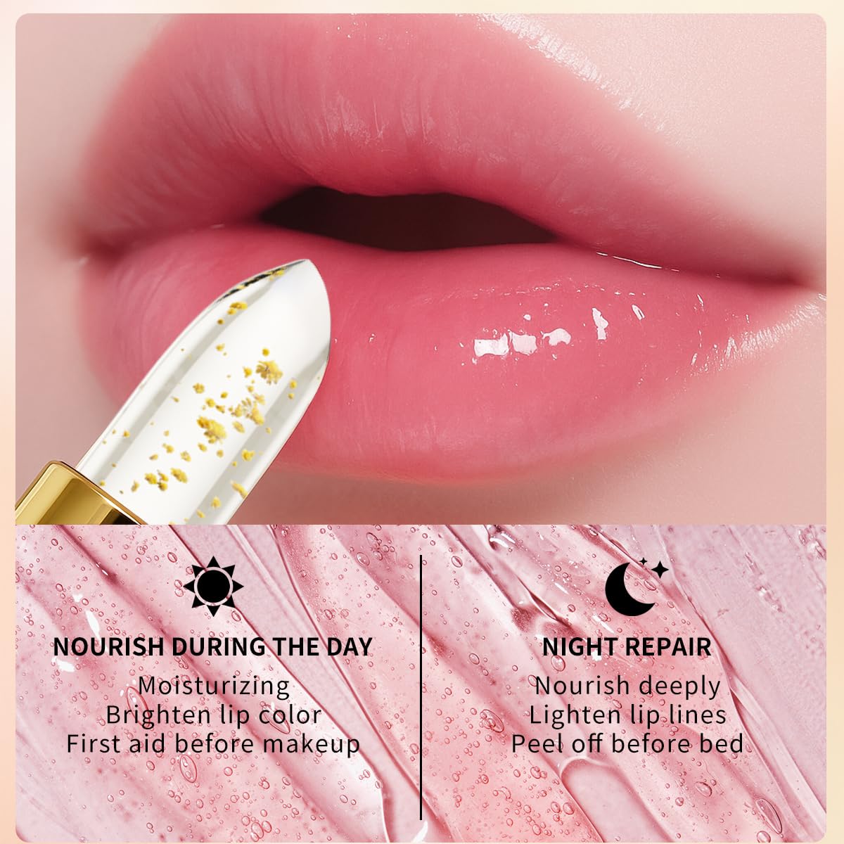 Transferproof Color Changing Lipstick,Color Changing Lipstick for Women Girls,Temperature Change Moisturizer,Waterproof Moisturizer Lip Balm(Gold Foil)